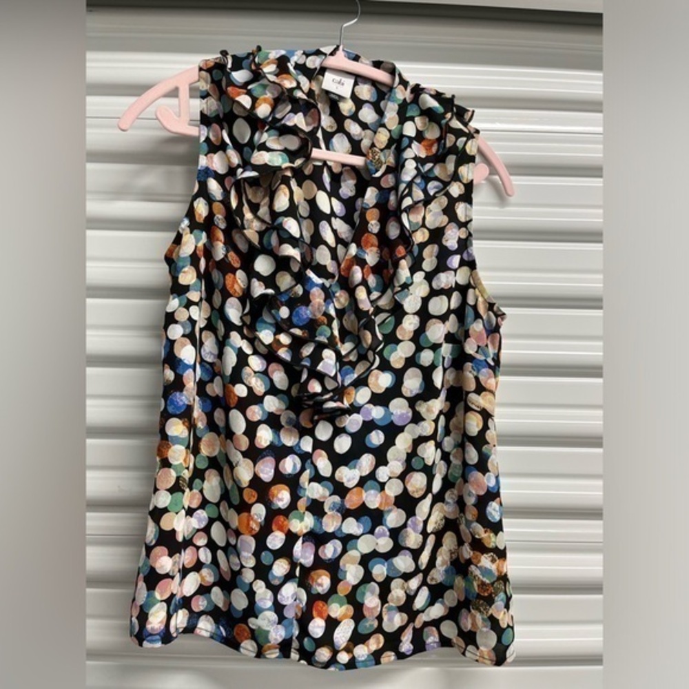 CAbi Polka Dots Sleeveless Top Size S